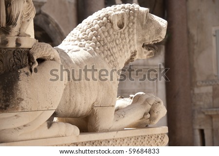Lion on the Cathedral of Split, Croatia Royalty-Free Stock Photo #59684833