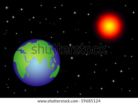 Vector illustration of Sun and Earth