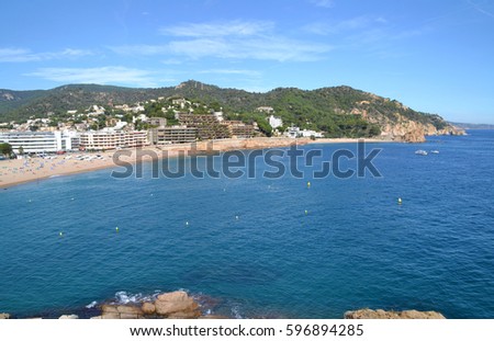 View of the beach of Tossa de Mar in Girona, Spain