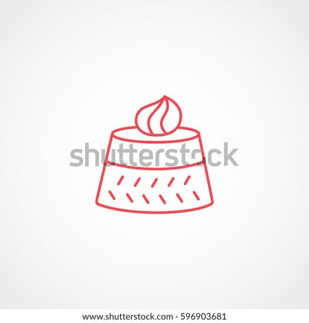 Cake Red Line Icon On White Background
