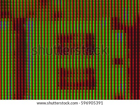 Yellow Letter " B"  Abstract Pattern Background,
Macro Photography of  Television Screen

