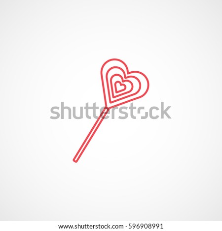 Candy Lollipop Red Line Icon On White Background