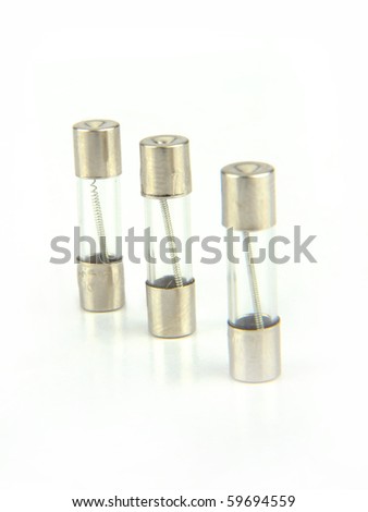 Three Electrical fuse isolated on white with clipping path Royalty-Free Stock Photo #59694559