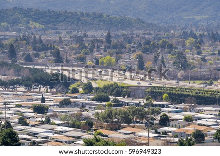 View towards Guadalupe Freeway from Communications Hill, San Jose, California