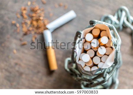 World No Tobacco Day and tobacco on wooden background.