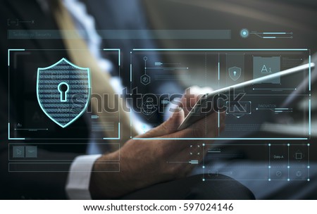 Data Security system Shield Protection Verification Royalty-Free Stock Photo #597024146