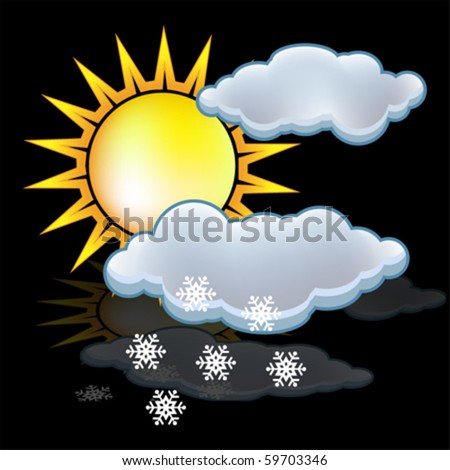 Weather sign. Sun snow icon, vector