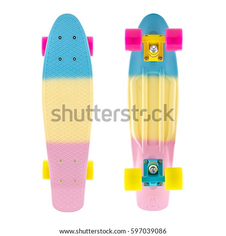 Skateboard, collage, on a isolated white background