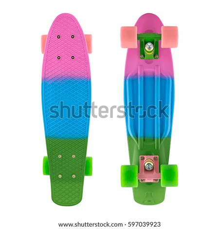 Skateboard, collage, on a isolated white background