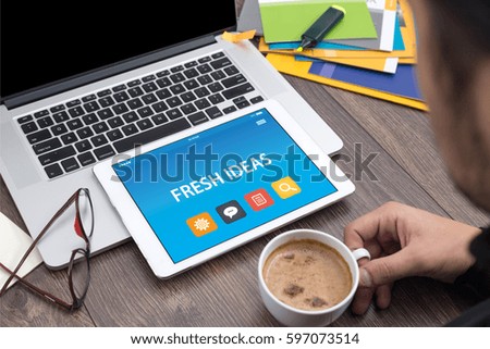 FRESH IDEAS CONCEPT ON TABLET PC SCREEN