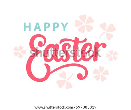 Happy Easter typography poster template with hand written modern calligraphy
