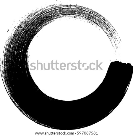 Grunge Brush Circle. Abstract stamp Icon .ink curved line . Vector design element