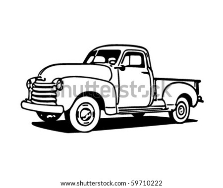 Pickup Truck - Retro Clip Art