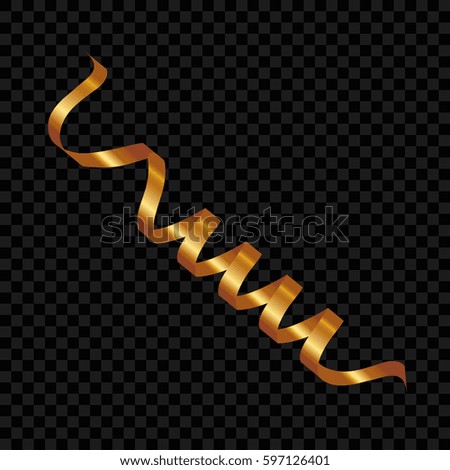serpentine ribbon, isolated on background. Streamers confetti . Vector Illustration of gold decoration. Falling light decoration for party, birthday celebrate, anniversary or event, festive.