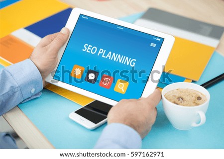 SEO PLANNING CONCEPT ON TABLET PC SCREEN