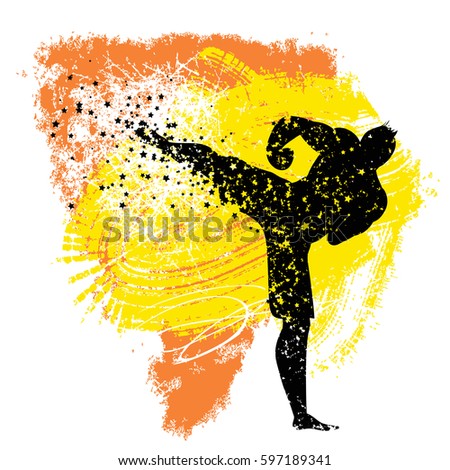 Sport/Fitness poster with man Silhouette of star particles. Kickboxing. For logo, T-shirt design, bags, poster and banner.