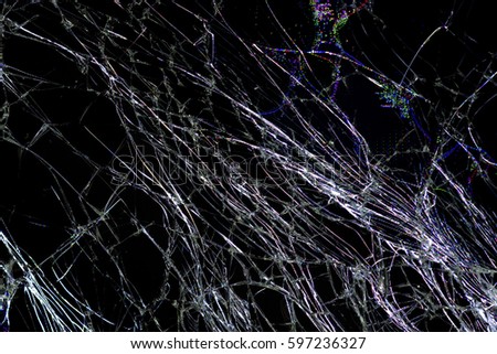 Black broken glass on the smartphone, abstract background