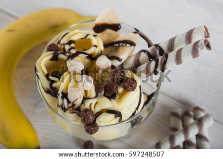 Fresh fried ice cream, ice roll Royalty-Free Stock Photo #597248507