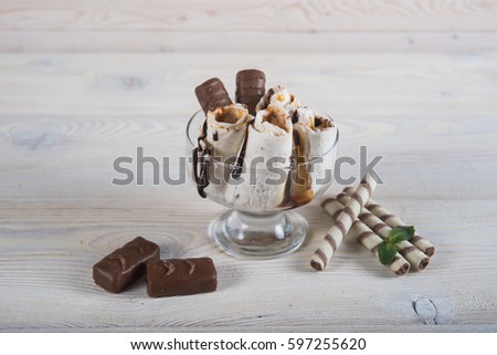 Fresh fried ice cream, ice roll Royalty-Free Stock Photo #597255620