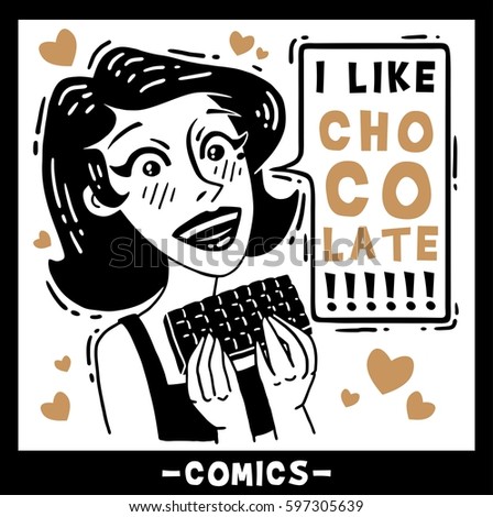 lovely girl says I like chocolate comics