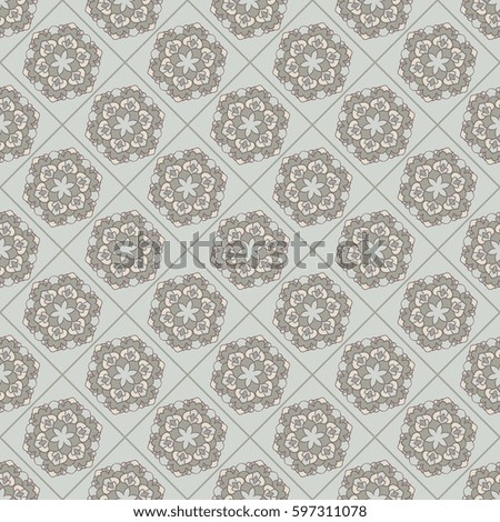 Seamless tile floral pattern. Abstract floor and wall tile . Vector illustration