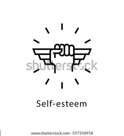 Self Esteem Vector line Icon  Royalty-Free Stock Photo #597358958