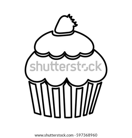figure muffin with strawberry icon, vector illustraction design