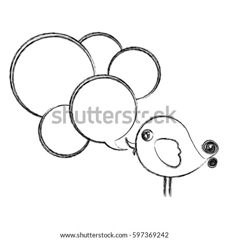 figure bird with many chat bubbles icon, vector illustraction