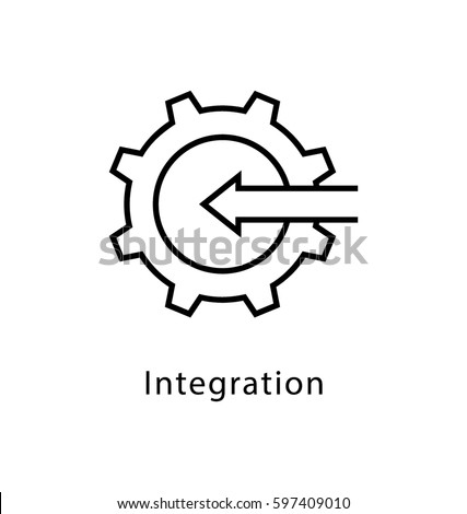 Integration Vector Line Icon  Royalty-Free Stock Photo #597409010