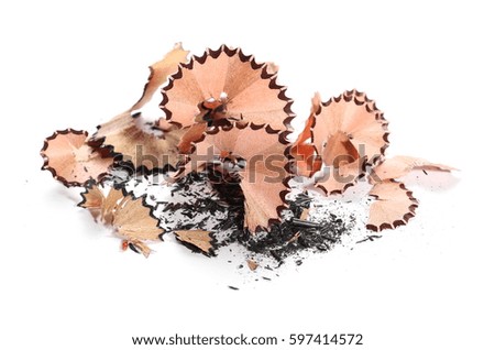 Pencil shavings isolated on white background