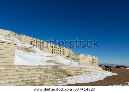 Italian landmark. First world war memorial from "Monte Grappa", Italy. Italian Alps