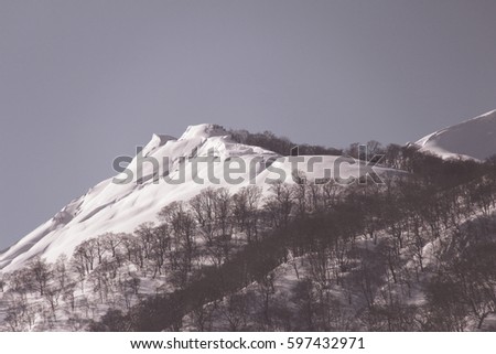 Landscape of Snow mountains at Minakami, Japan