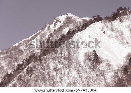 Landscape of Snow mountains at Minakami, Japan