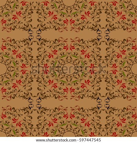Design ethnic background. Floral seamless pattern. Eastern geometric floral design. Endless texture for wrapping, textiles, paper.