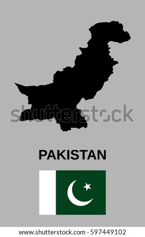 Pakistan map and flag