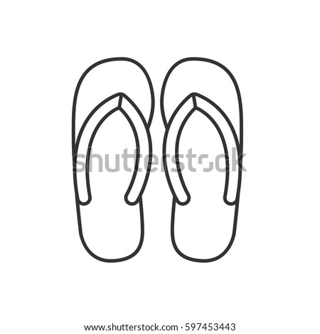 Flip flops linear icon. Thin line illustration. Summer slippers contour symbol. Vector isolated outline drawing