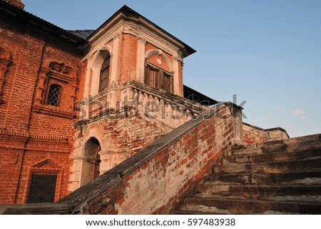 Architecture of Ktutitsy - old monastery in Moscow. Popular landmark. Color photo.