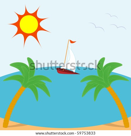 Vector illustration of summer seascape
