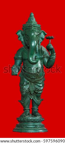 Hindu God Ganesha. Ganesha Idol on red background,  with clipping path.