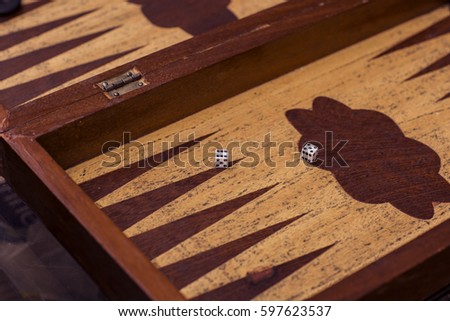 Arabic Arabian wooden backgammon game at cafe 