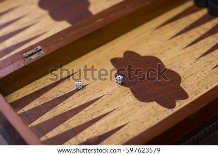 Arabic Arabian wooden backgammon game at cafe 