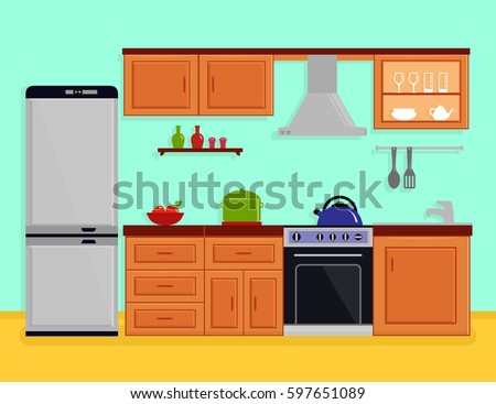 kitchen interior with kitchen room furniture