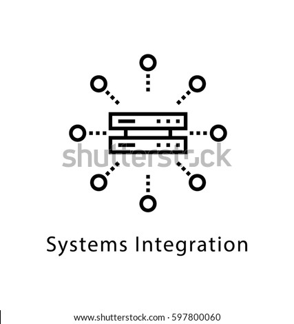 System Integration Vector Line Icon  Royalty-Free Stock Photo #597800060