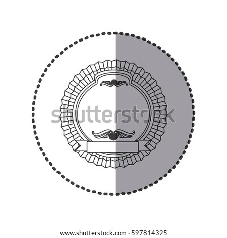 contour round emblem with ribbon icon, vector illustraction design