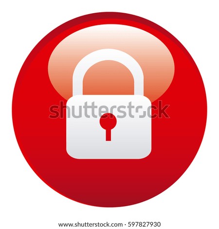 red lock emblem icon, vector illustraction design image