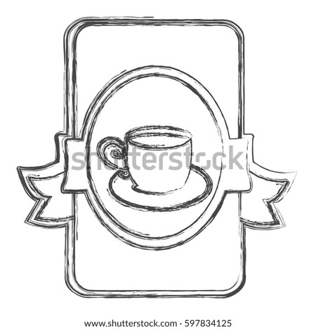 contour symbol cup with plate icon, vector illustraction design