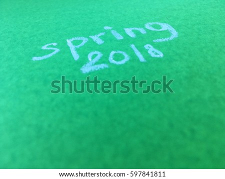 Spring 2018. Concept 2018 wallpaper. white text on green background. 