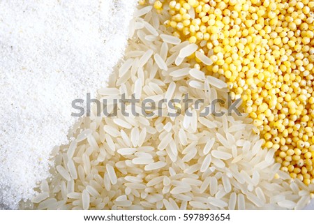 Rice, semolina and millet background