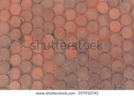 cement floor red blocks for pattern and background.Six-Sided Brick