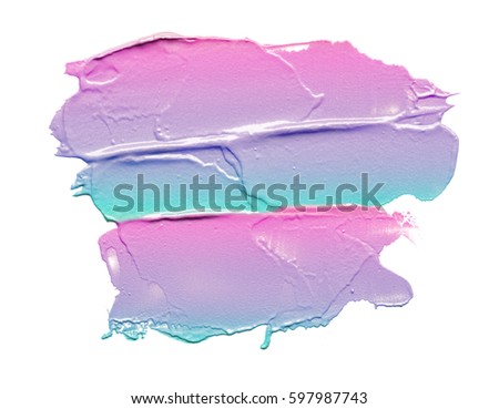 Texture of a gradient cream smear isolated on white background. Gradient smear of cream isolated on a white background. Texture of gradient smear of cosmetic cream on white background